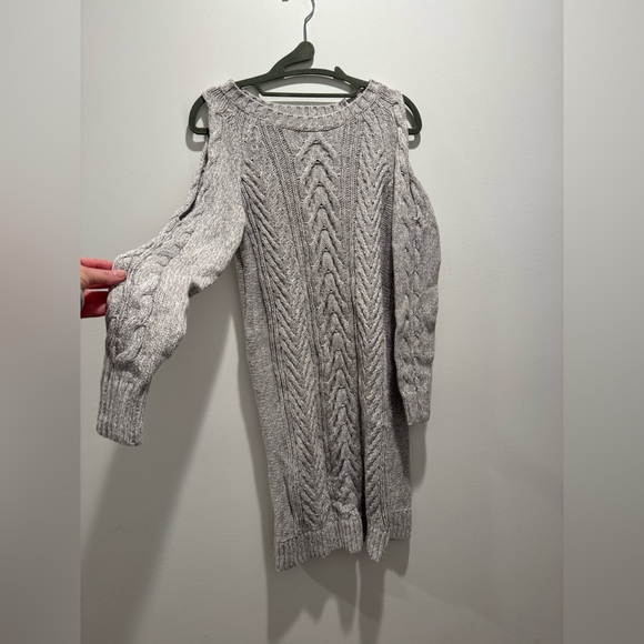 LOFT Cold Shoulder Cabled Sweater Dress Small - Picture 3 of 4